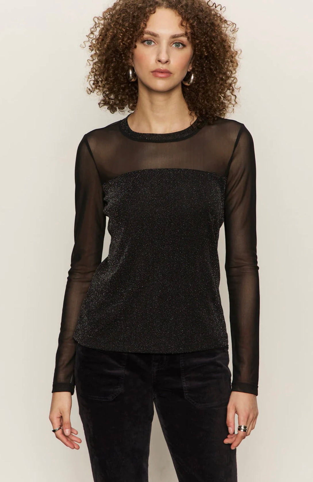 Sparkle Mesh Crew Tee