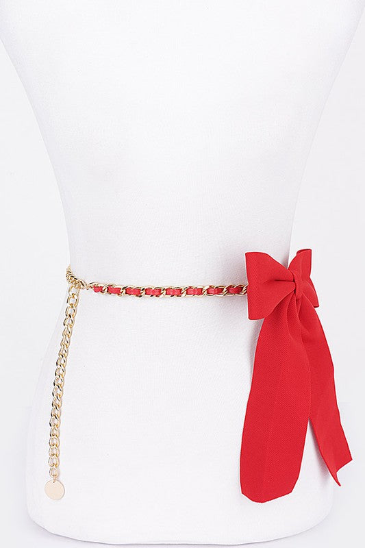 Red Bow Chain Belt