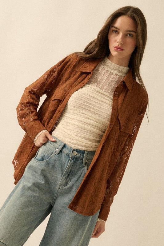 Ember Lace Button Up