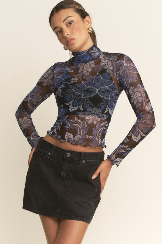 Paisley Mesh Top