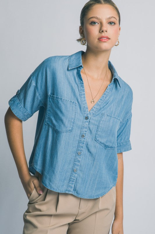 Cloud Nine Chambray Top