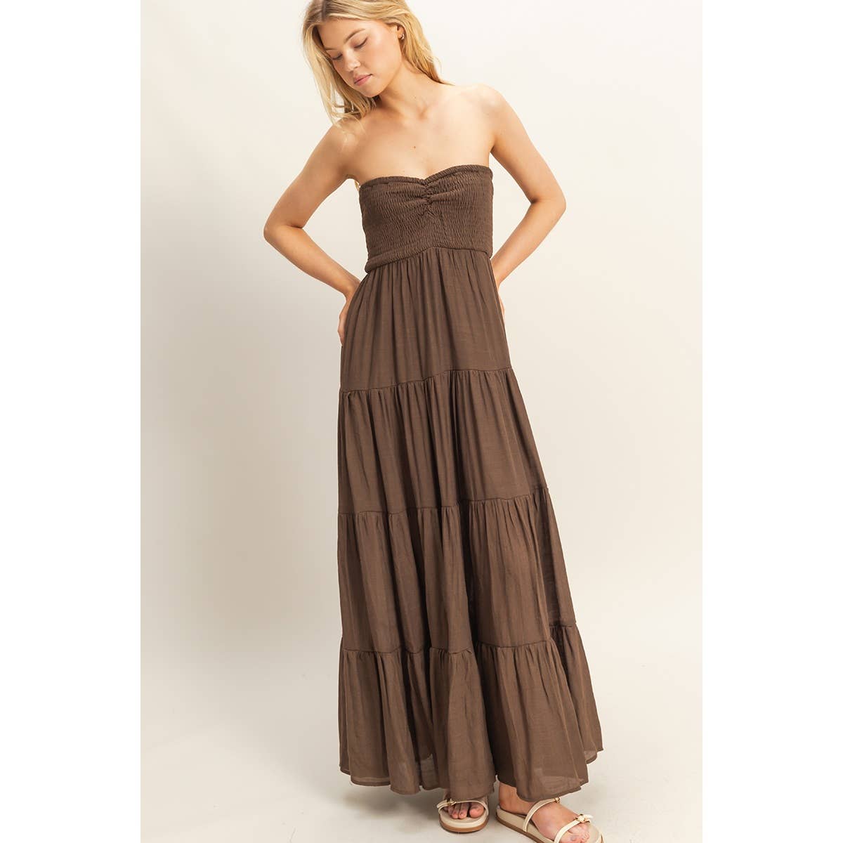 Salma Strapless Tiered Maxi