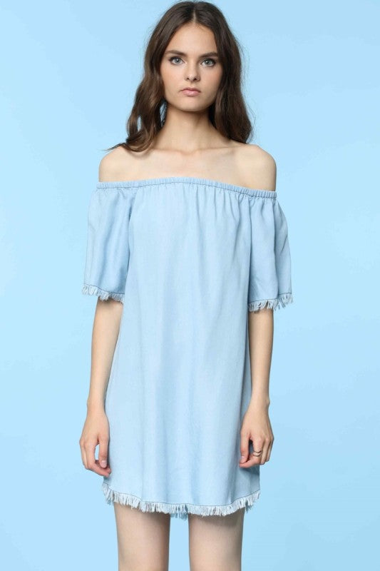 Frayed Off The Shoulder Dress