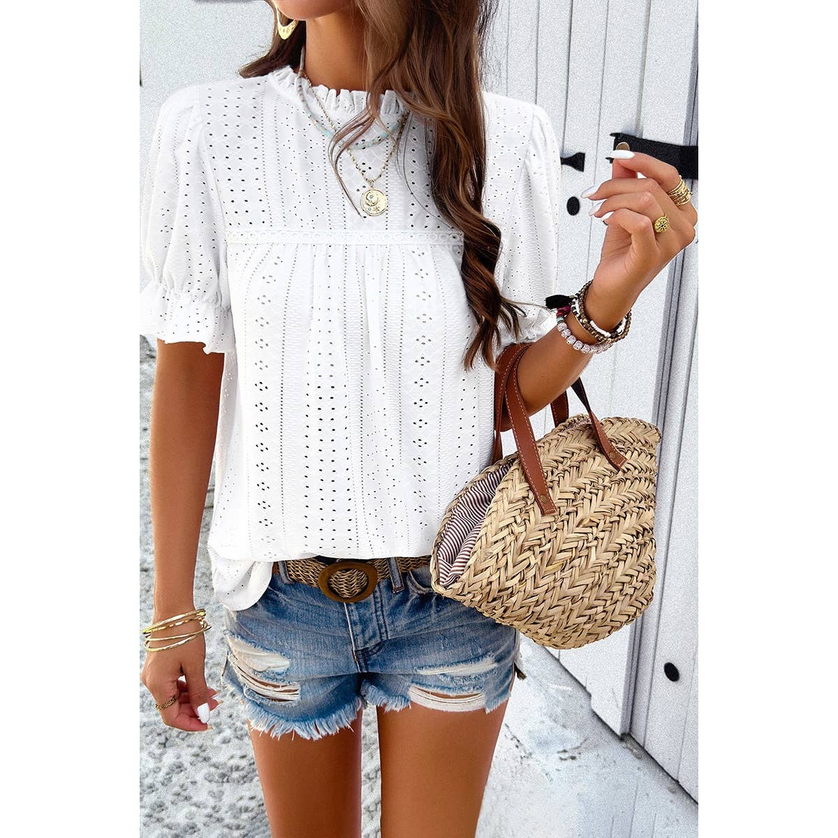 Lace Ruffle Blouse *ships Monday