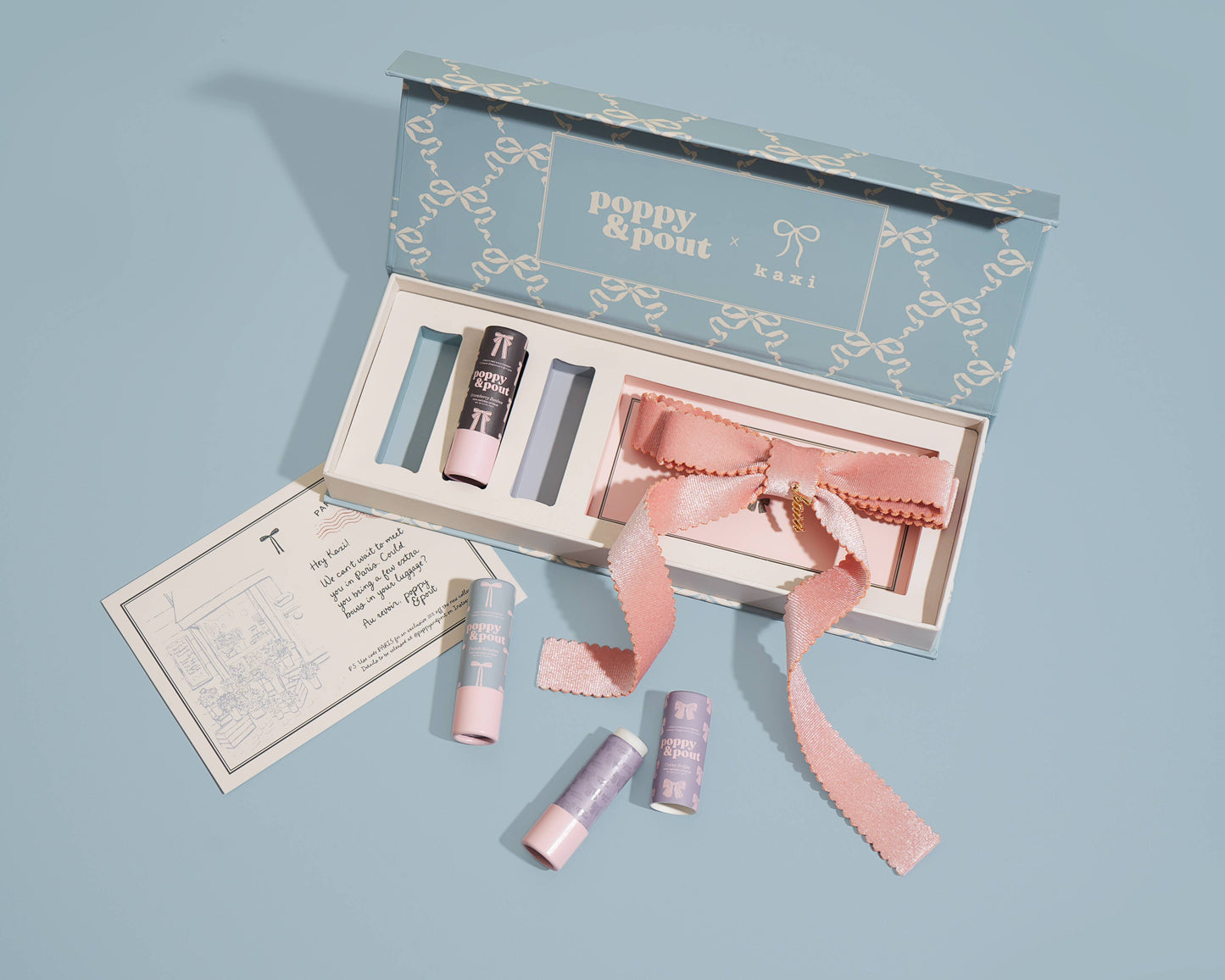 Gift Set Coquette Lip Balm Trio + Kaxi Hair Bow