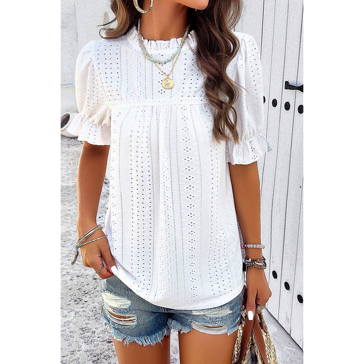 Lace Ruffle Blouse *ships Monday