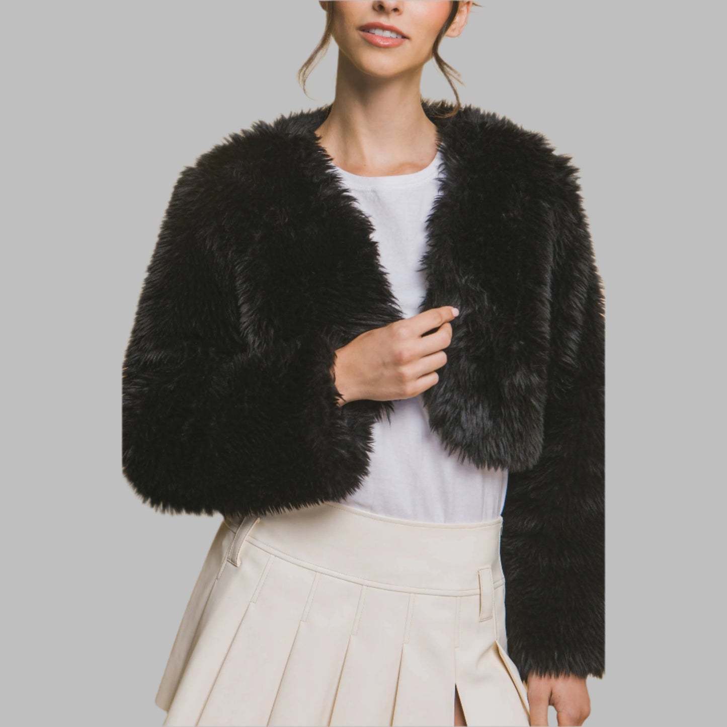 Crop Faux Fur Jacket