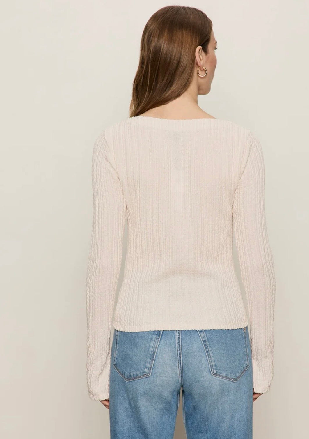 Boatneck Textured Top Pink