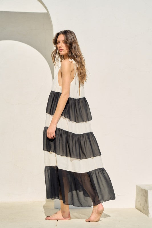 Ruffles Halter Maxi Dress