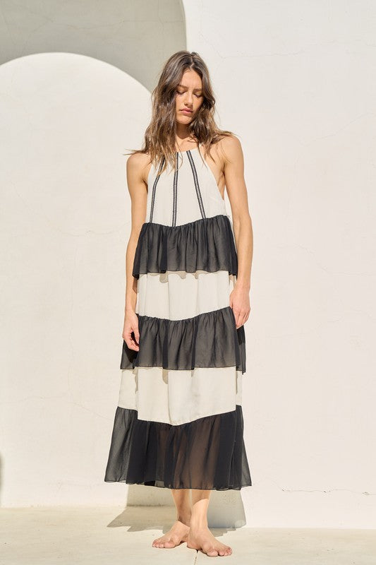 Ruffles Halter Maxi Dress