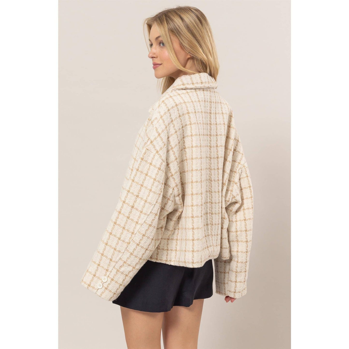 Tweed Plaid Oversized Jacke