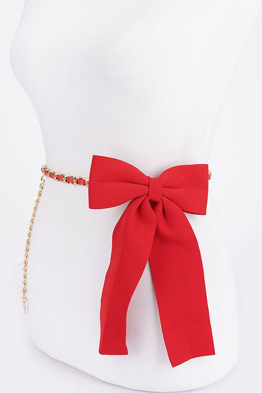 Red Bow Chain Belt