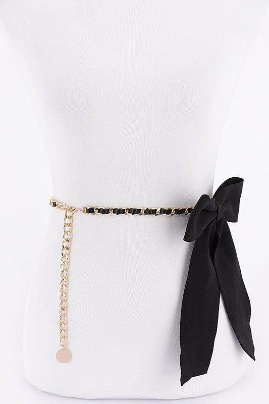 Black Bow Chain Belt