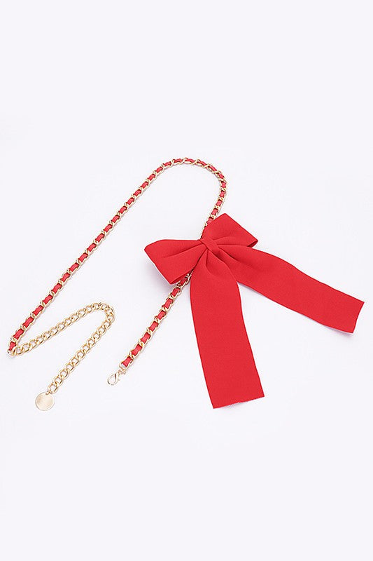 Red Bow Chain Belt