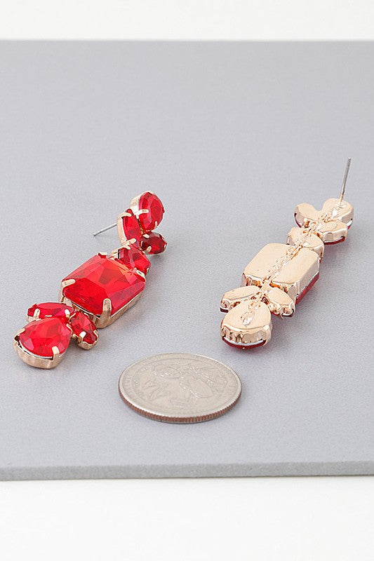 Red Rhinestone Earring