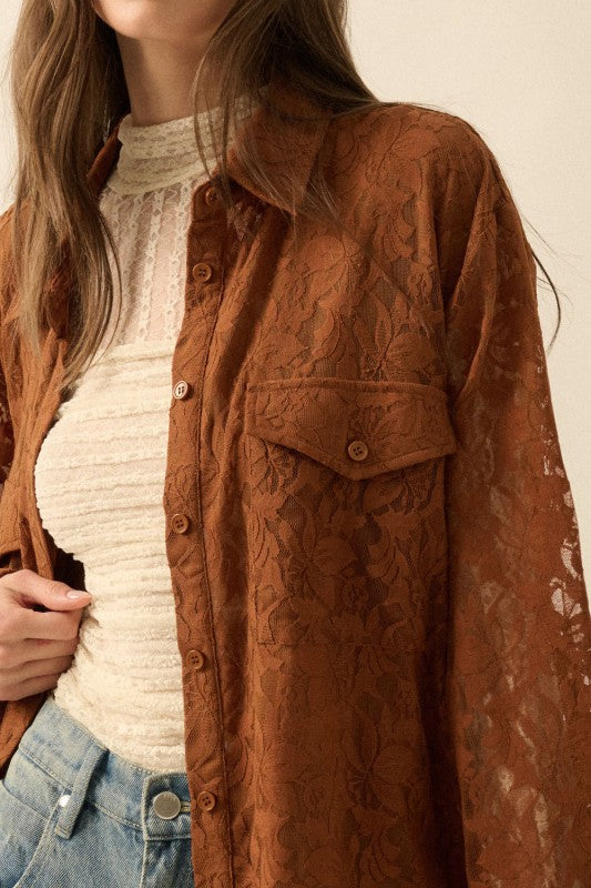 Ember Lace Button Up