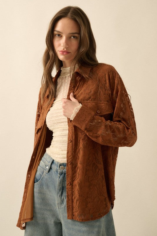 Ember Lace Button Up