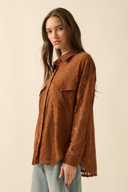 Ember Lace Button Up