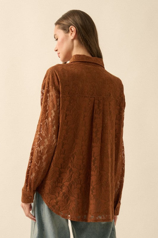 Ember Lace Button Up