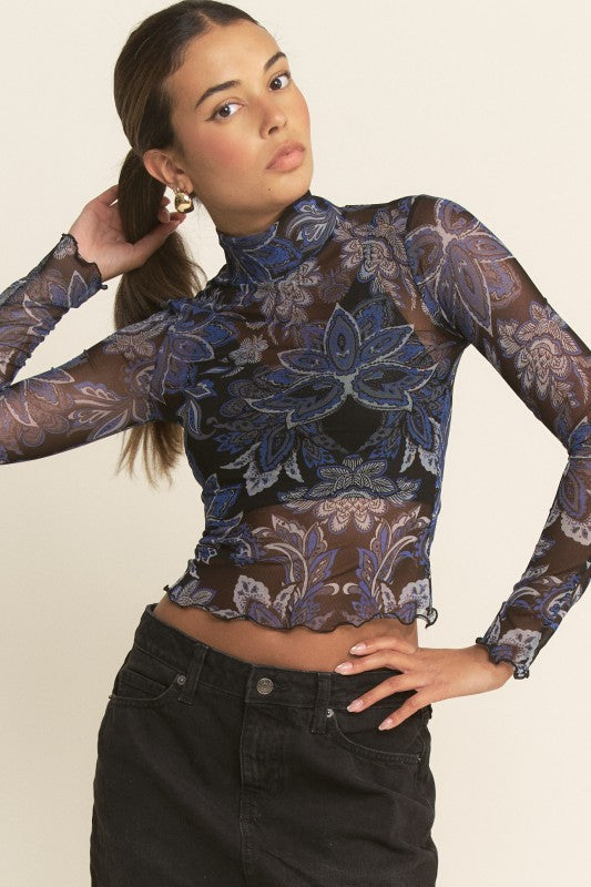 Paisley Mesh Top