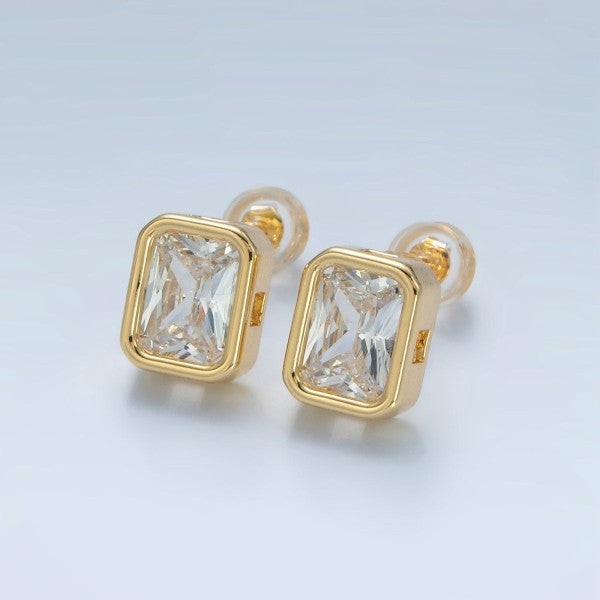 Baguette Bezel Stud Earrings