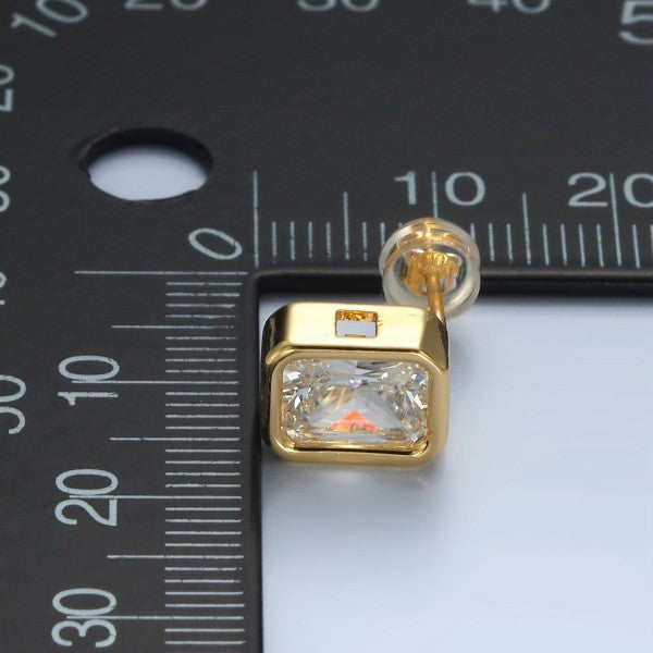 Baguette Bezel Stud Earrings