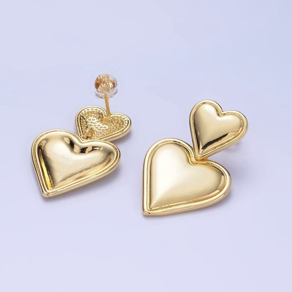 Double Heart Drop Stud
