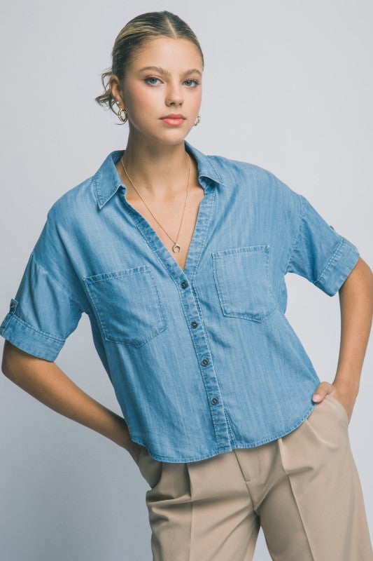 Cloud Nine Chambray Top