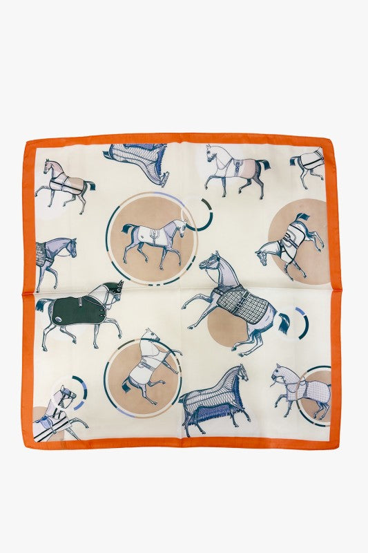 Equestrian Horse Printed Square Scarf