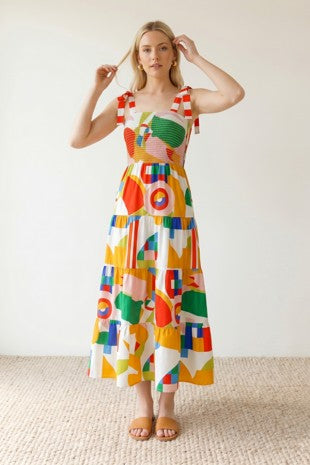 Modern Print Midi Dress