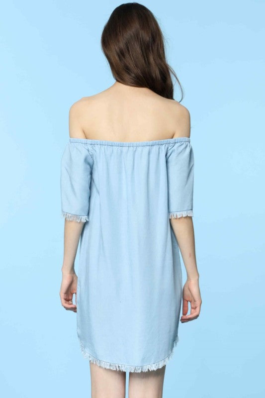 Frayed Off The Shoulder Dress