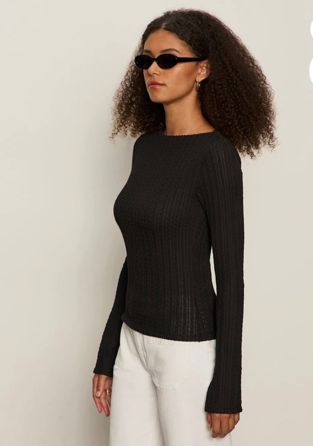 Boatneck Textured Top Black