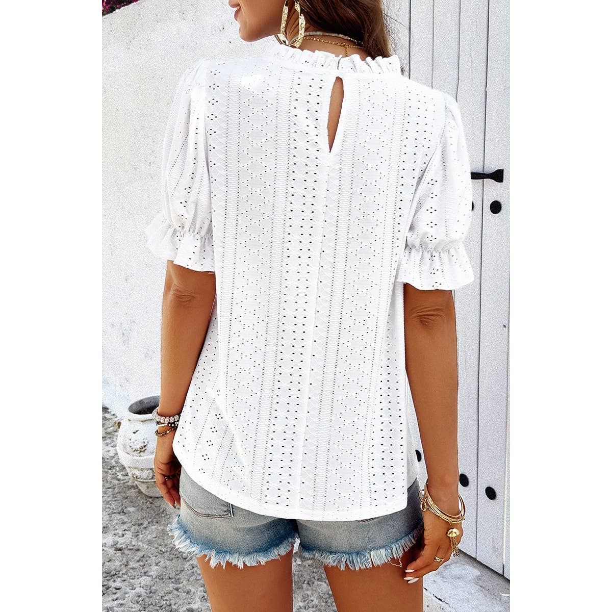 Lace Ruffle Blouse *ships Monday