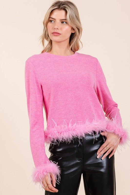 Foxy Feather Trim Top
