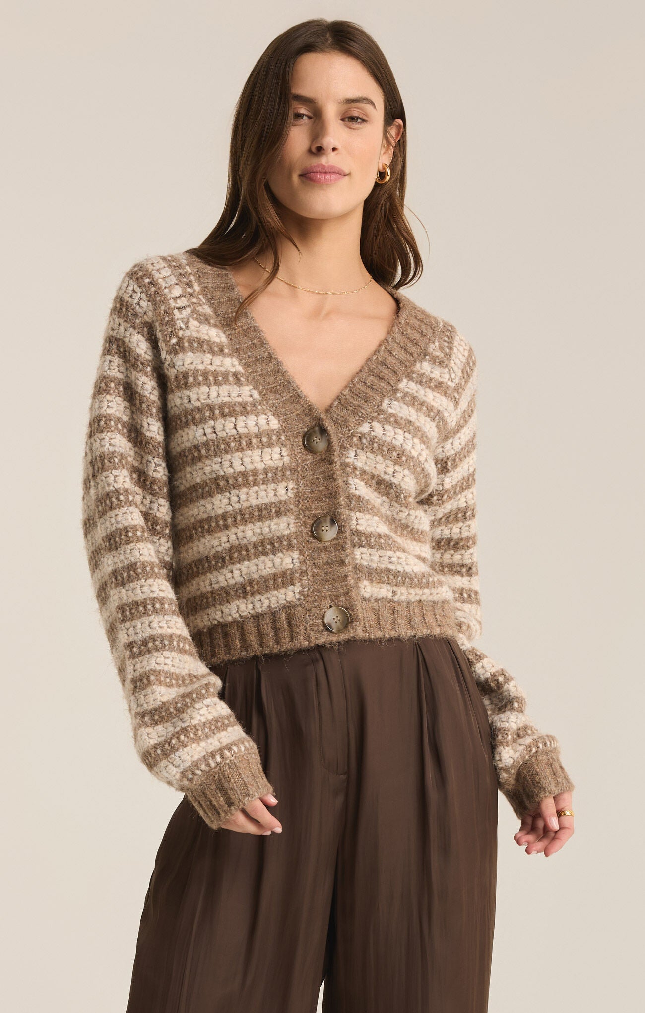 Este Metalic Stripe Cardigan