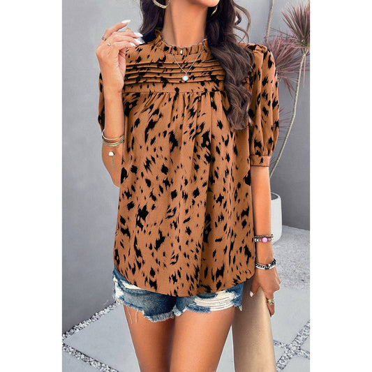 Leo Print Puff Sleeve