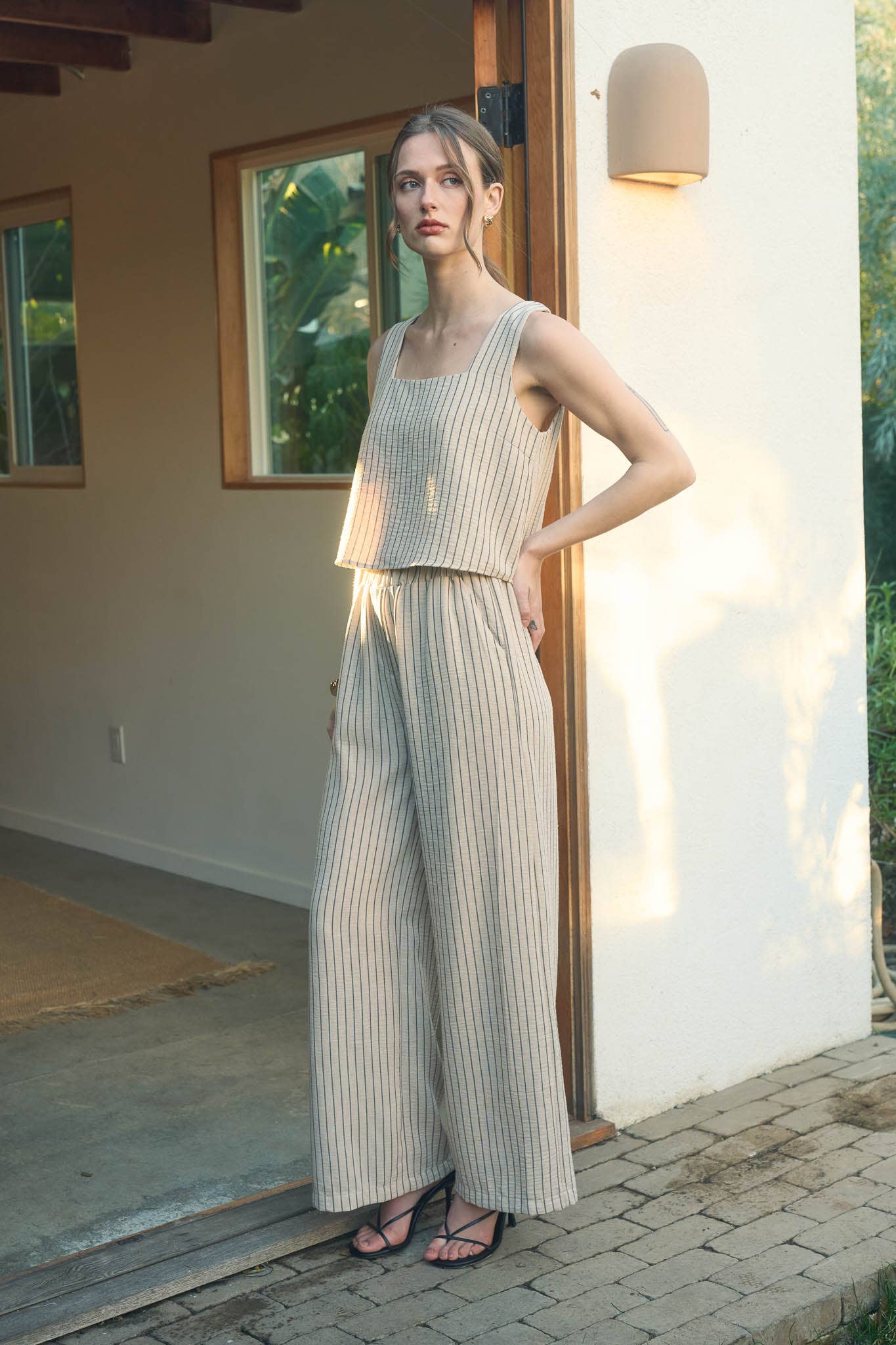 Pinstripe Wide Leg Pant